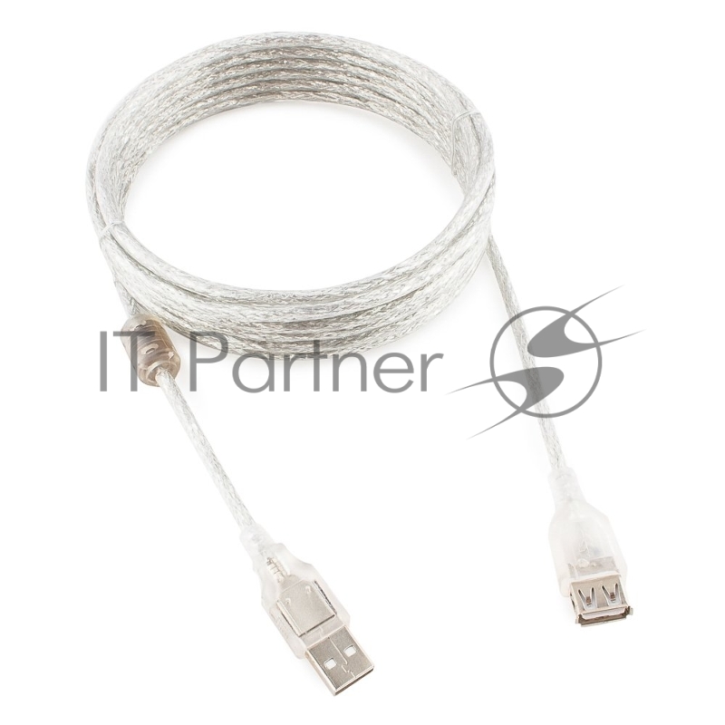 Кабель Cablexpert Кабель удлинитель USB2.0 Pro, AM/AF, 4,5м, экран, 2 феррит.кольца, прозрачный (CCF-USB2-AMAF-TR-15)