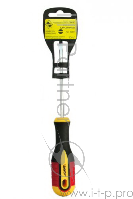 Отвертка ЭНКОР 19611 шлиц 0.8x4.0х100мм трехкомпонентная рукоятка