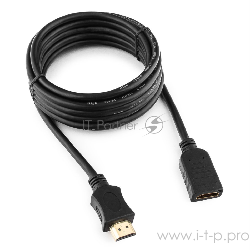 Кабель Удлинитель кабеля HDMI Cablexpert CC-HDMI4X-10, 3.0м, v2.0, 19M/19F, черный, позол.разъемы, экран, пакет