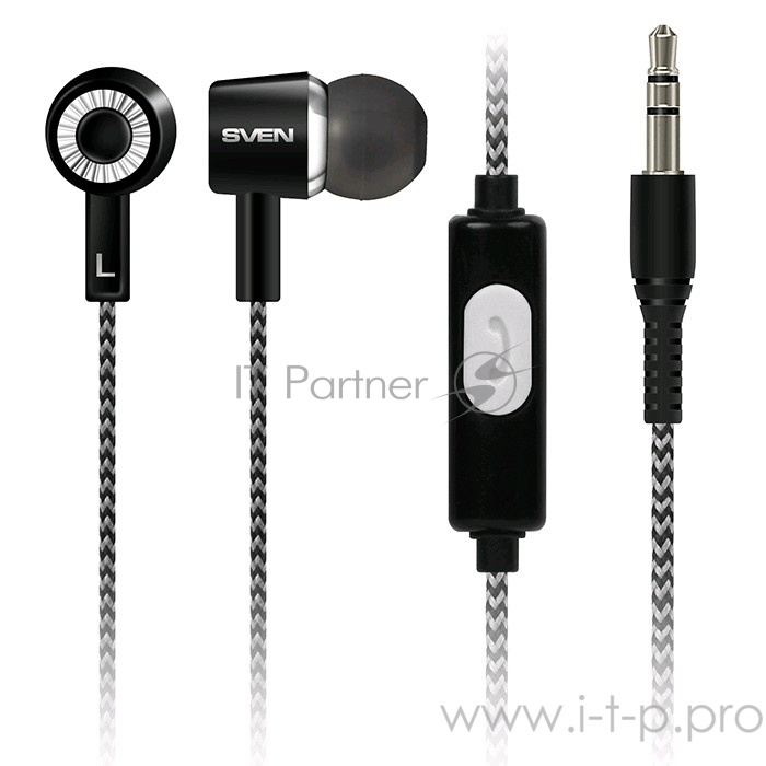 Наушники SVEN E-109M, чёрный-серый наушники {103 дБ, jack 3.5mm}