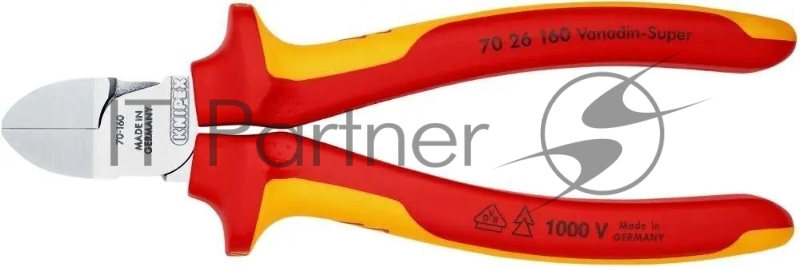 Бокорезы KNIPEX KN-7026160 диэлектрические рукоятки, 1000 V, длина: 160 мм