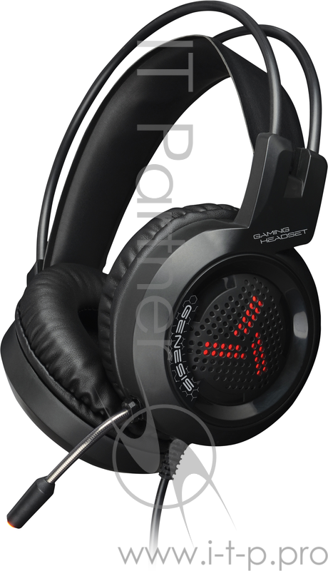 Гарнитура Qumo Genesis GHS 0012, стереогарнитура, подсветка 7 цв., интерфейс USB 2.0 + 3,5 jack