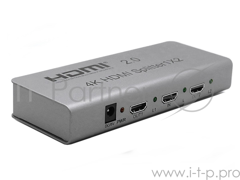 Разветвитель HDMI 4K Splitter ORIENT HSP0102H-2.0,, 1->2, HDMI 2.0/3D, UHDTV 4K/ 60Hz (3840x2160)/HDTV1080p, HDCP2.2, EDID управление, RS232 порт, IR