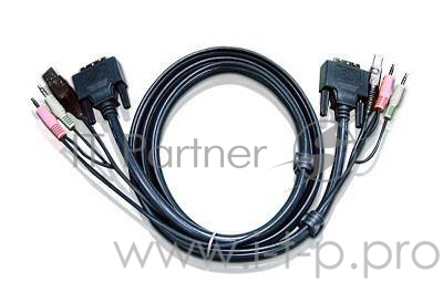 Кабель KVM USB(тип А Male)+DVI-D(Male)+2хАудио(Male) (-) USB(тип B Male)+DVI-D(Male)+2хАудио(Male) 1,8м., черный. CABLE DVI/USBA/SP.MC-DVI/USB B 1.8M