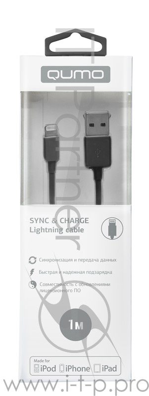 Кабель Cable Qumo MFI PVC 1м black (AP100) (19810)