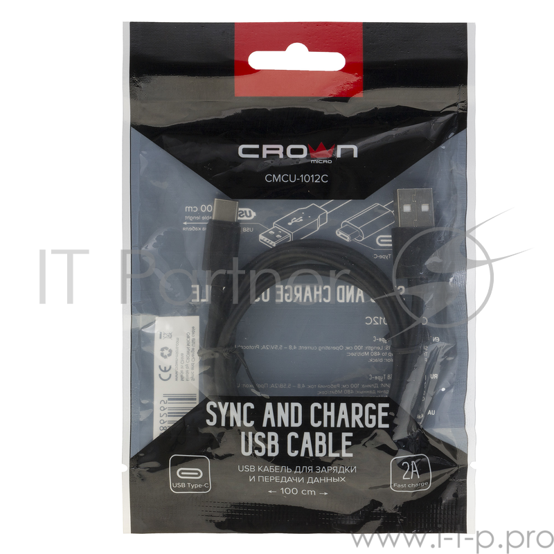 Кабель Crown USB - USB Type-C CMCU-1012C black