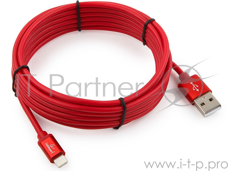 Кабель USB 2.0 Cablexpert, AM/microB, серия Silver, длина 3м, красный, блистер