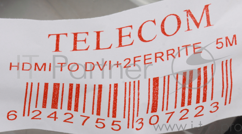 Кабель Telecom HDMI to DVI-D (19M -19M) 2 фильтра, 5м , с позолоченными контактами