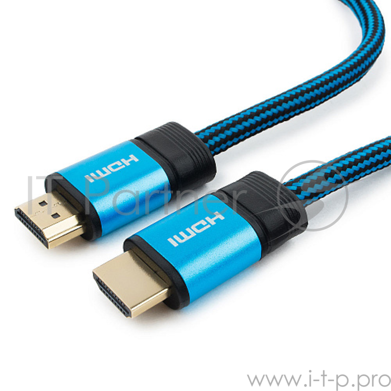 Кабель HDMI Cablexpert, серия Gold, 3 м, v1.4, M/M, синий, позол.разъемы, алюминиевый корпус, нейлоновая оплетка, коробка