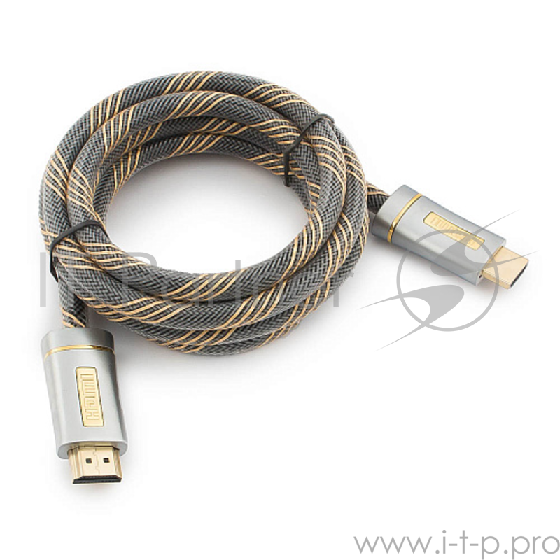 Кабель HDMI Cablexpert, серия Platinum, 1,8 м, v2.0, M/M, позол.разъемы, металлический корпус, нейлоновая оплетка, блистер
