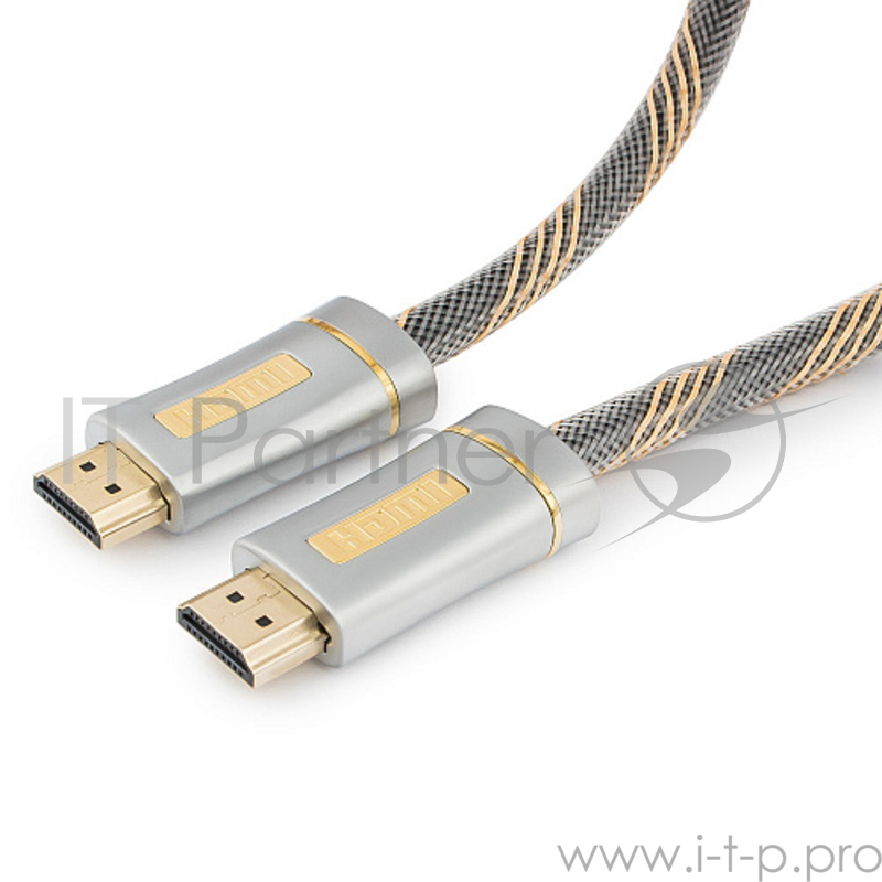 Кабель HDMI Cablexpert, серия Platinum, 1,8 м, v2.0, M/M, позол.разъемы, металлический корпус, нейлоновая оплетка, блистер