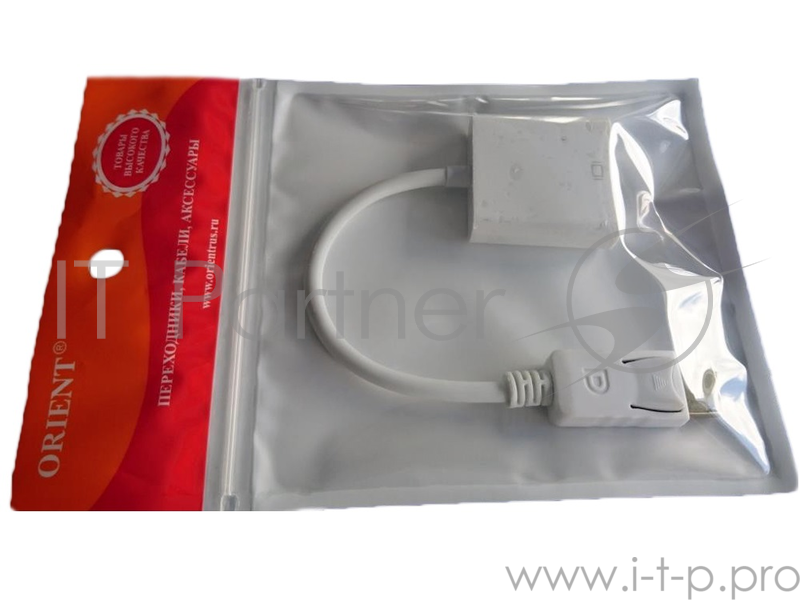 Кабель-адаптер ORIENT C308W, DisplayPort M -> VGA 15F, длина 0.2 метра, белый