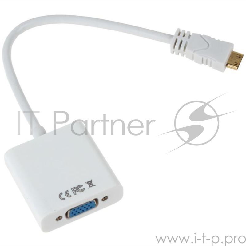 Кабель-адаптер ORIENT C050W, HDMI M -> VGA 15F, для подкл.монитора/проектора к выходу HDMI, длина 0.2 метра, белый