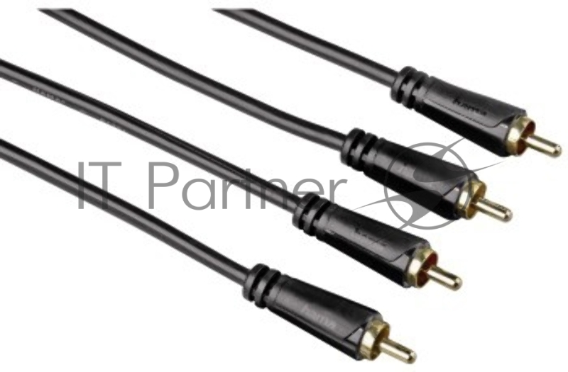Кабель аудио Hama 2хRCA (m)/2хRCA (m) 5м. Позолоченные контакты черный 3зв (00122284)