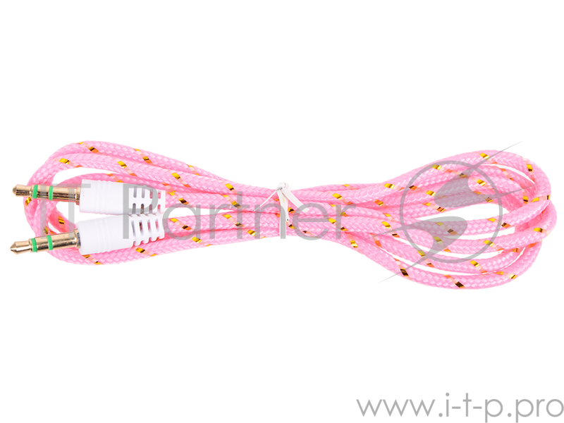 Кабель Belsis Jack 3.5 mm - Jack 3.5 mm, вилка - вилка, стерео, 0,75 м, нейлоновый оплетке, розовый BL1109