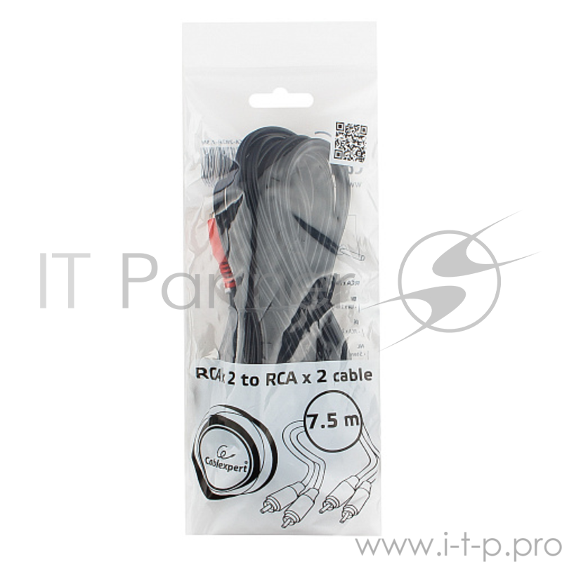 Кабель аудио Cablexpert CCA-2R2R-7.5M, 2xRCA / 2xRCA, 7,5м