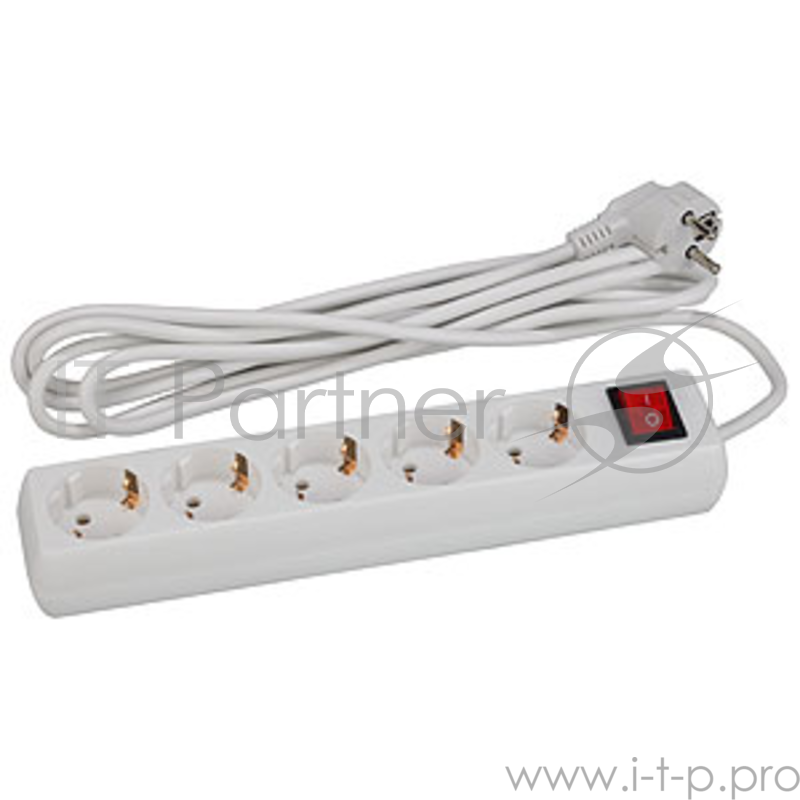 Удлинитель ЭРА с зазeмл, 3х1мм2, с выкл, 5гн, 3м