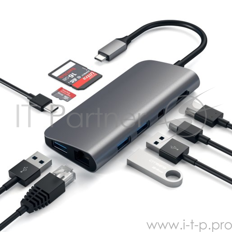 USB адаптер Satechi Aluminum Type-C Multimedia Adapter. Цвет серый космос.