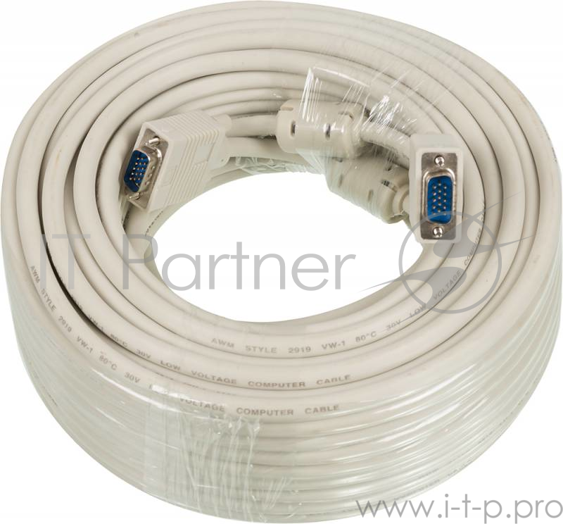 Кабель SVGA Ningbo CAB016S-30m VGA HD15 (m)/VGA HD15 (m) 30м феррит.кольца