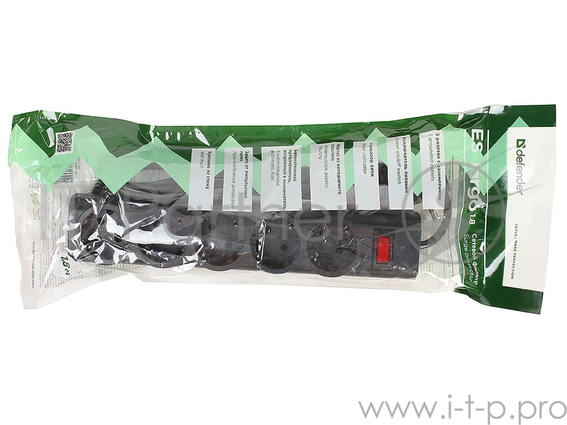 Сетевые фильтры Defender Фильтр ES Largo 1.8 м, 5 розеток, черный 99497