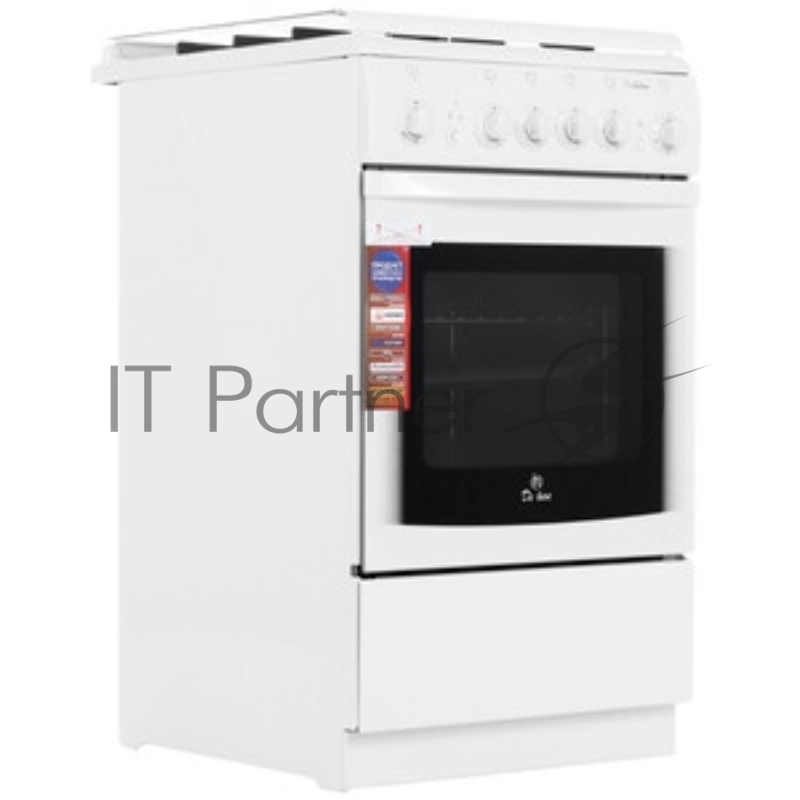 Газовая плита DE LUXE 506040.03 г (кр) ЧР (белый, 4 газ. конфорки, духовка 54л, газ-контроль духовки)