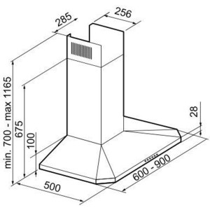 Вытяжка каминная Korting KHC 6951 X / 60 см, 950 м3/ч, кнопочное управление, 4 режима, таймер, нержавеющая сталь