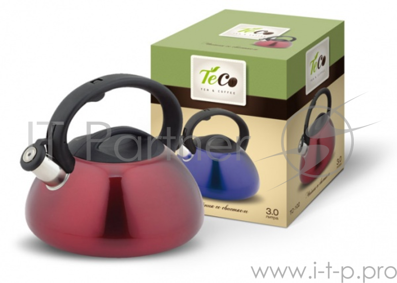 Чайник TECO 3,0 л. со свистком, TC-102, из нержавеющей стали, бесшовный корпус