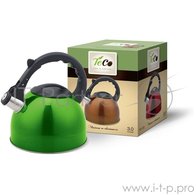 Чайник TECO 3,0 л. со свистком, TC-103, из нержавеющей стали, капсулированное дно