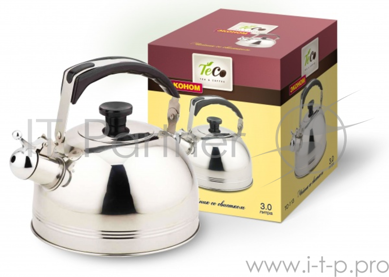 Чайник TECO 3,0 л. со свистком, TC-113, из нержавеющей стали, капсулированное дно