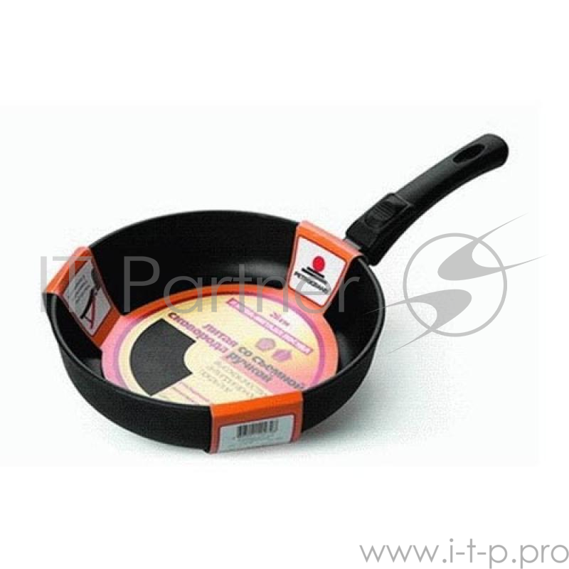 НЕВА МЕТАЛЛ ПОСУДА 6024 д.24(Диаметр 24 см. Антипригарное покрытие Сталафлон, Съемная ручка, равномерно нагревается за счет особой конструкции корпуса по принципу