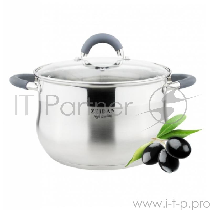Кастрюля ZEIDAN Z-50253 5,1л(Кастрюля со стеклянной крышкой - 5,1 л (O22х13.5 см), нерж.сталь, внутренняя - матовая полировка, снаружи - комбинированная полировка, шкала литража, ручки с силиконовым покрытием, КАПСУЛИРОВАННОЕ ДНО, ПОДАРОЧНАЯ УПАКОВКА