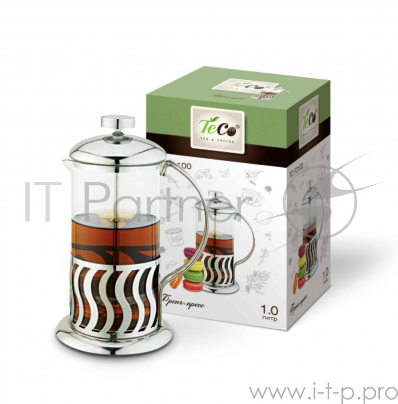Френч-пресс TECO, TС-F3100 1л из высококачественного термостойкого стекла