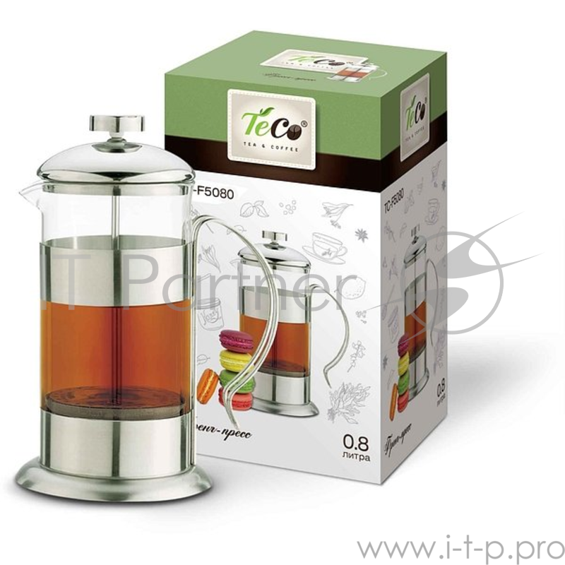 Френч-пресс TECO TС-F5080 0,8л из высококачественного термостойкого стекла
