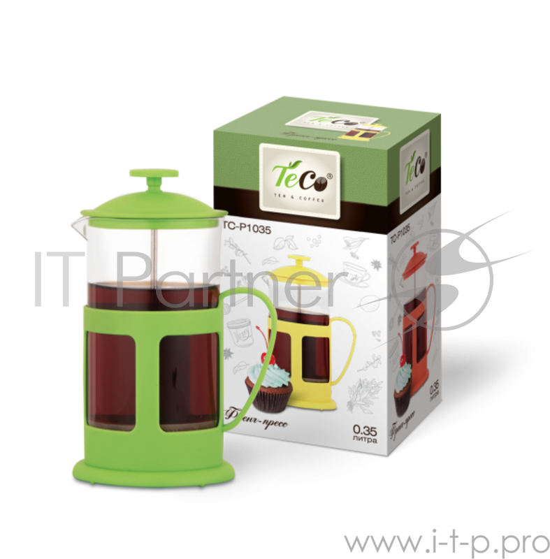 Френч-пресс TECO TС-P1035 0,35 л. из пластика и стекла цветной