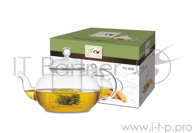Чайник для заваривания TECO TС-209 1000 мл из стекла c ситом из стекла и крышкой из бамбука