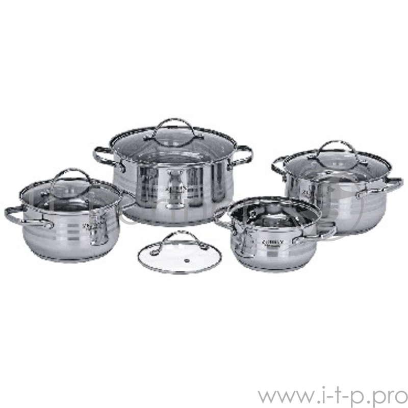 Набор посуды ZEIDAN Z-50807 набор посуды 8 пр. Набор посуды, 8 предм. (4 КАСТРЮЛИ С КРЫШКАМИ: 2.1Л (O16 см ), 3.0 Л (O18 см ), 3.8 Л (O20см ), 6.3 Л (O24см ), нержавеющая сталь, комбинированная полировка снаружи, матовая полировка внутри, шкала литра