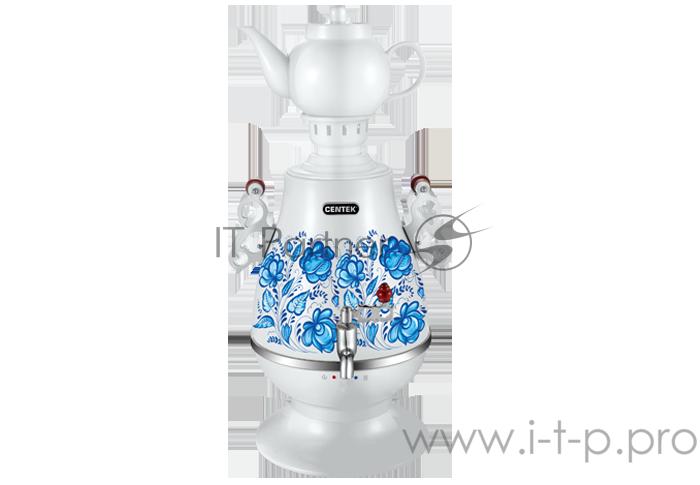 Самовар Centek CT-0091 A (белый+рисунок) 4.0л, 2300Вт, поддерж.t + LED индикатор, керам заварник