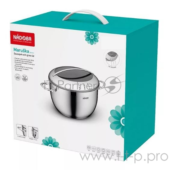 Кастрюля со стеклянной крышкой, 16 см/1,4 л, NADOBA, серия MARUSKA