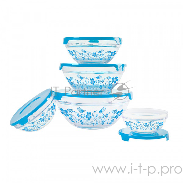 Набор стеклянных салатников IRIT GLSA-5-005 голубой, 5 предметов &