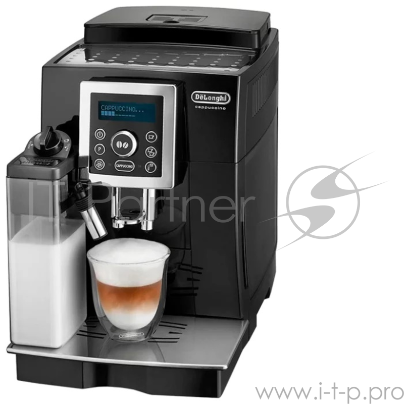 Кофемашина DeLonghi ECAM 23.460.B мощность 1450Вт, давление помпы 15Бар, регулировка степени помола, тип кофе- молотый/зерновой, таймер, самоочистка,
