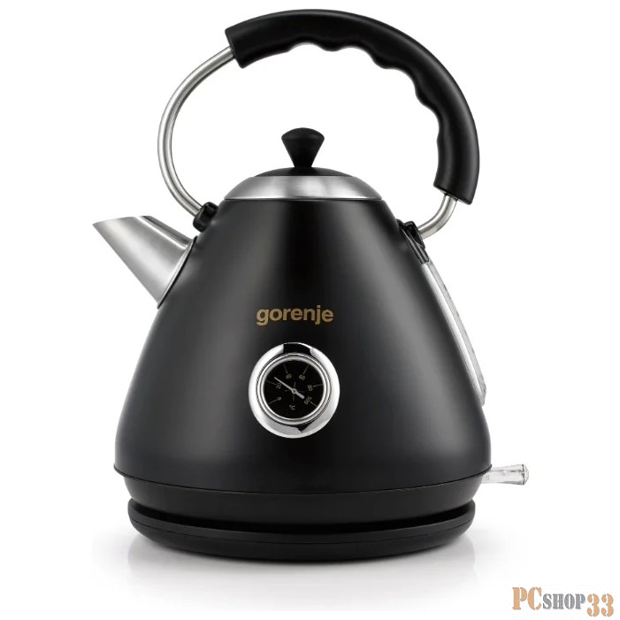Чайник Gorenje K17CLBK, Объем: 1,7 л, Материал: Пластик + металл, Цвет: Черный, Мощность подключения: 2200Вт, Индикация уровня воды, Съемный фильтр от накипи, Автоматическое отключение при закипании, Вращение на 360 градусов, Система защиты от перегр