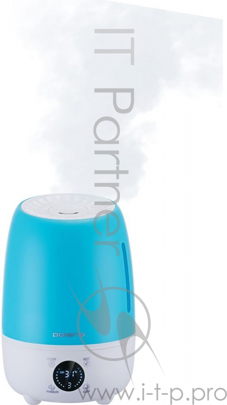 Увлажнитель воздуха Polaris PUH 6805Di, Синий увлажнение горячим паром емкость: 5 л мощность 25 Вт обслуживаемая площадь 40 кв.м ионизация воздуха регулировка скорости работы