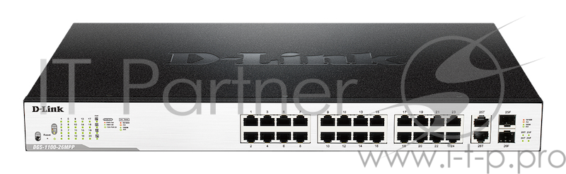 Сетевое оборудование D-Link DGS-1100-26MPP/B1A Настраиваемый коммутатор EasySmart с 24 портами 10/100/1000Base-T и 2 комбо-портами 1000Base-T/SFP (порты 1 – 24 с поддержкой PoE 802.3af/802.3at (30 Вт)