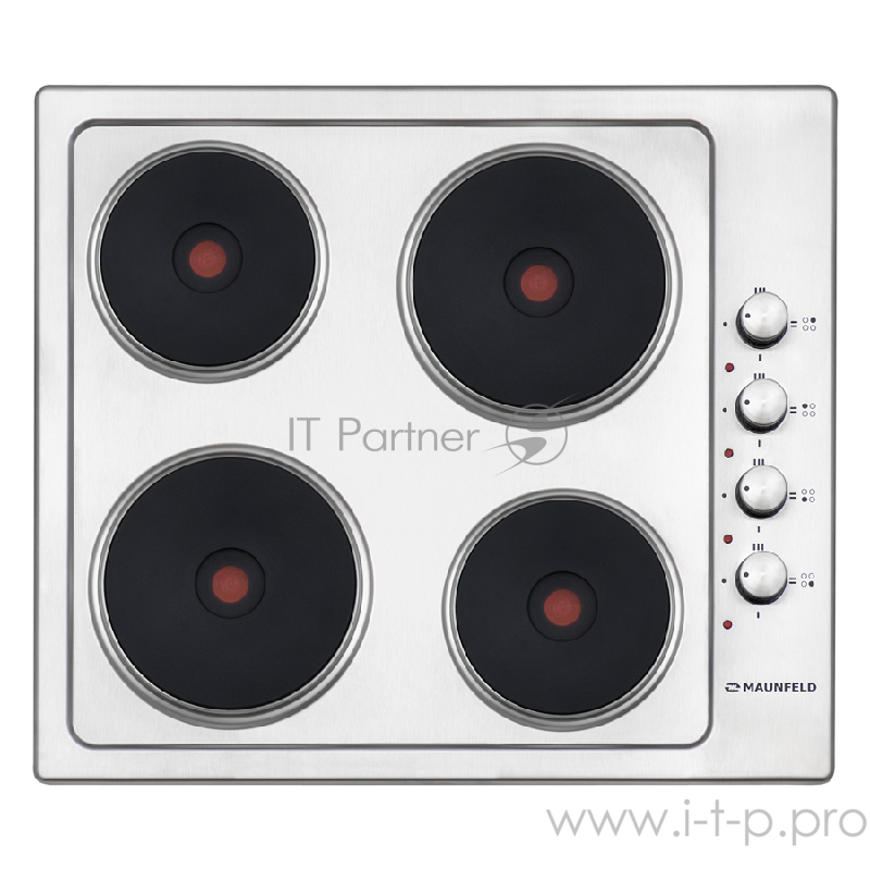 Электрическая панель MAUNFELD EEHS.64.4S Электрическая панель MAUNFELD EEHS.64.4S/ • Тип: электрическая 60см• Тип установки: независимая • Управление: боковое, переключатели поворотные • Нагревательный элемент: конфорка электрическая, 4шт • Мощность