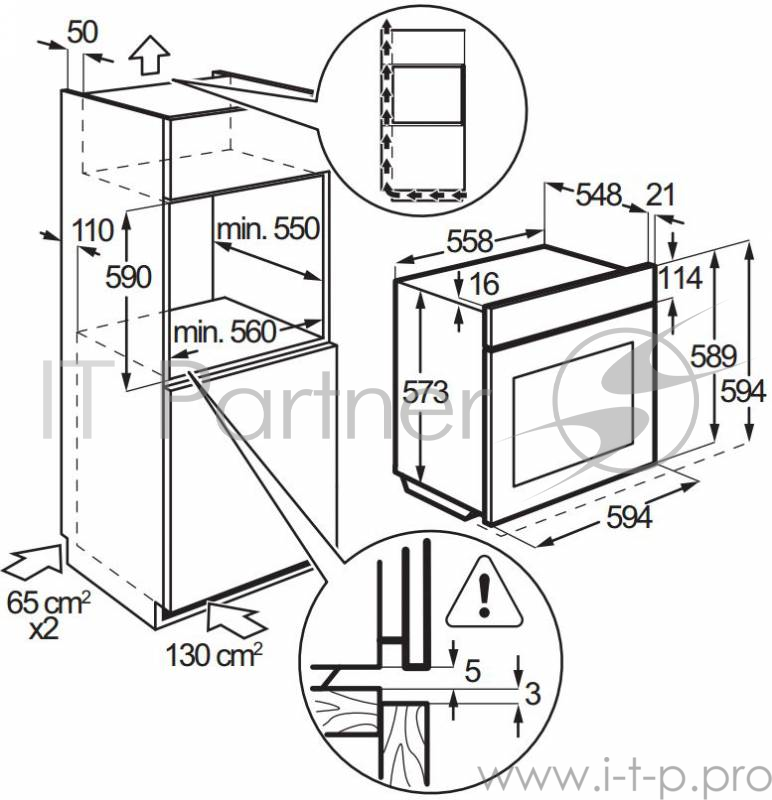 Встраиваемые газовые духовки ELECTROLUX/ 59.4 х 59.4 x 56.8 см, гриль, конвекция, электроподжиг, серебристая