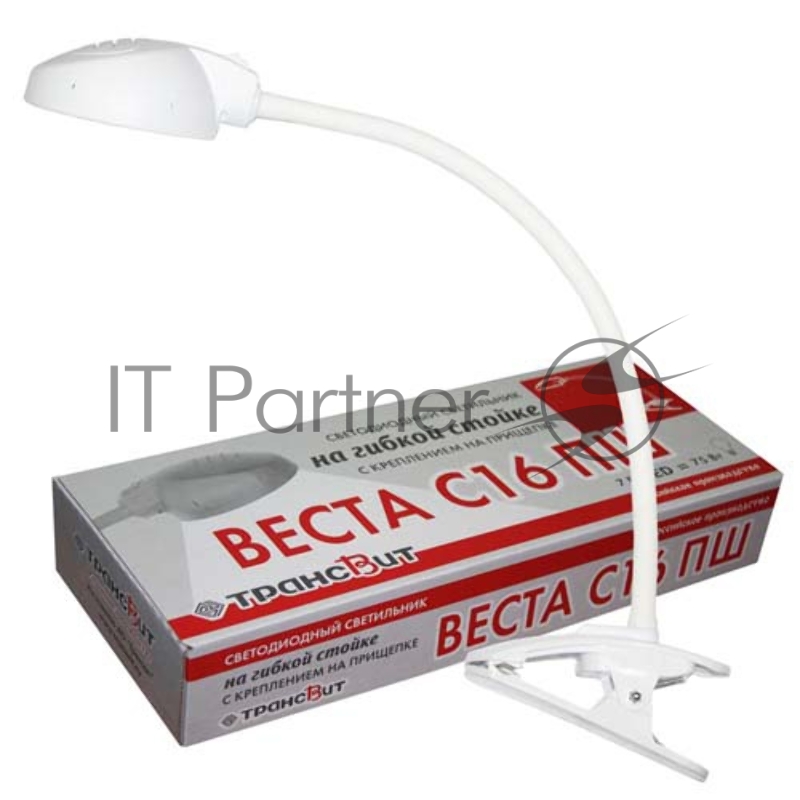 Светильник настольный Трансвит Веста С16 ПШ (VESTAC16-PSH/WT) на гибкой стойке белый 7Вт