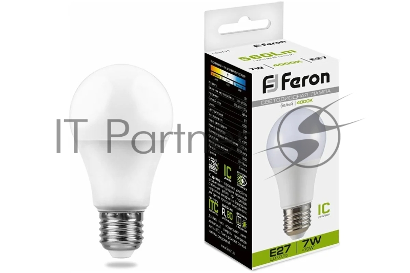Лампа светодиодная FERON 25445 (7W) 230V E27 4000K, LB-91