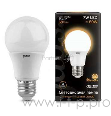 Лампа светодиодная GAUSS 102502107 LED A60 E27 7W 2700K