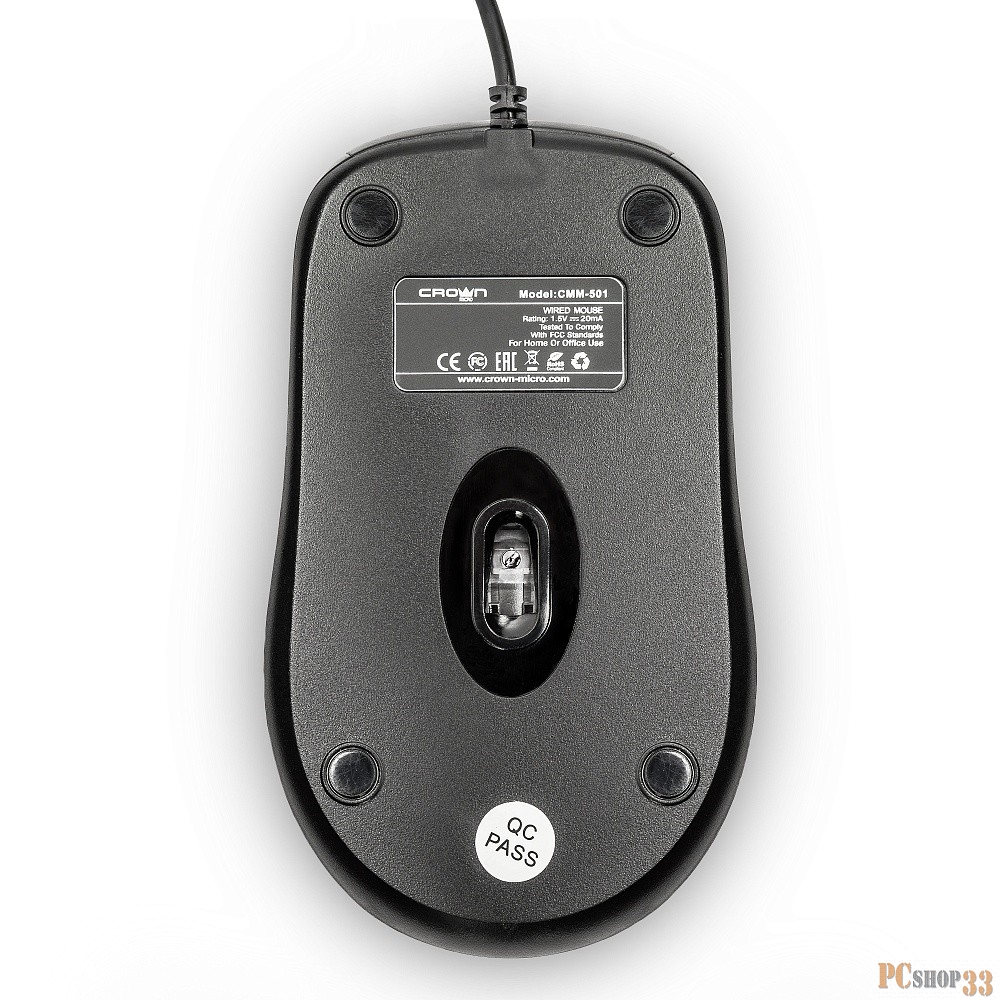 Мышь CROWN CMM-501 CM000001793 {Проводная мышь с тихими кликерами 3D}