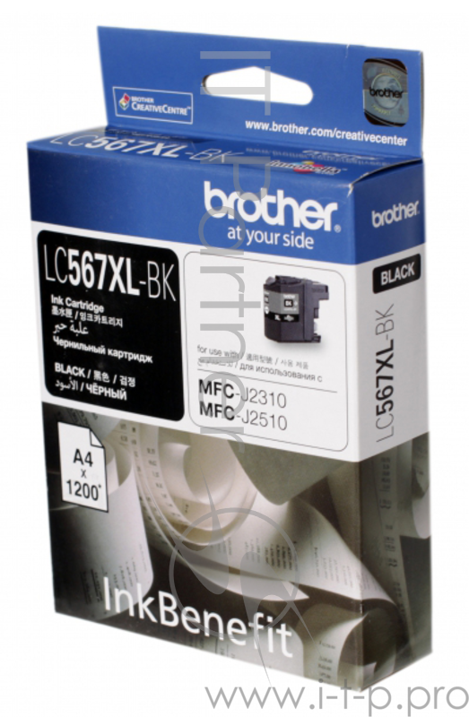 Картридж струйный Brother LC567XLBK черный для Brother MFC-J2510 (1200стр.)